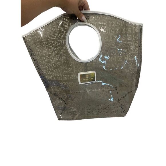 Trina Turk Clear Grey and White Large Tote Bag Branded - Picture 4 of 11